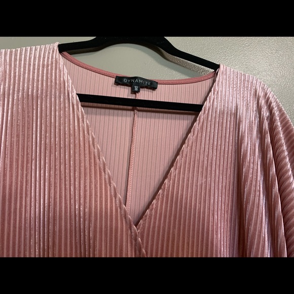 Pink velvet striped dress - Picture 2 of 3